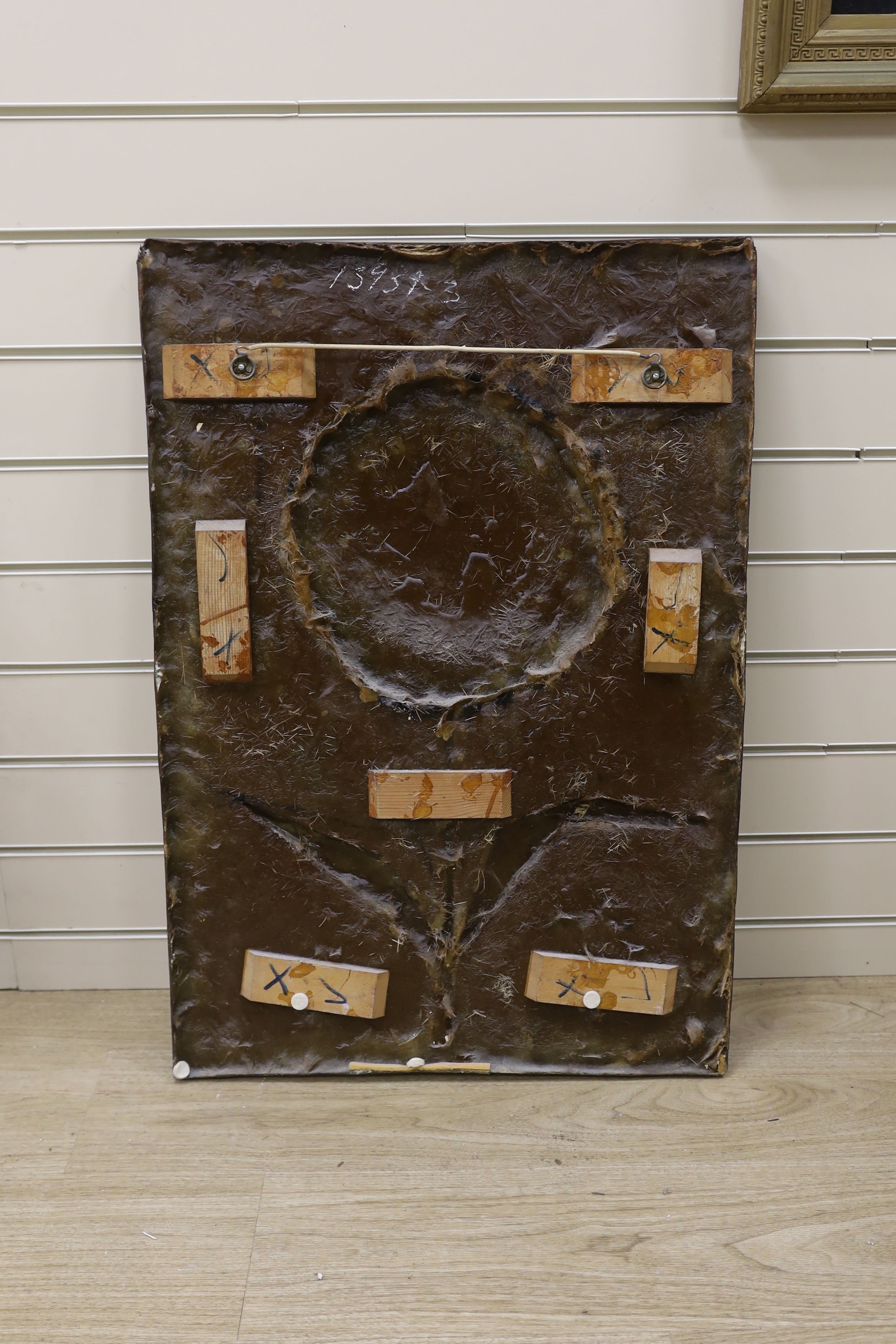 Giovanni Schoeman (1940-1981), bronze plaque, Abstract sunflower, signed, 79 x 54cm